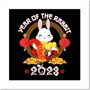 Happy Chinese New Year 2023 Year of the Rabbit Posters and Art